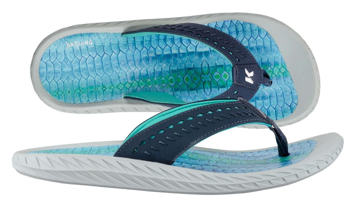 Korkers x De Young Men’s Fish  Flip Flop Korkers Fish Flop Kling-On Deck Sole Tarpon/Blue – Madison  main image 2