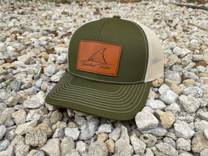 Olive & Tan Leather Patch Hat